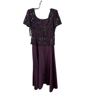 Stenay Purple Silk‎ Beaded Sequin Gown Vintage Evening Dress Sz 12 Made in India